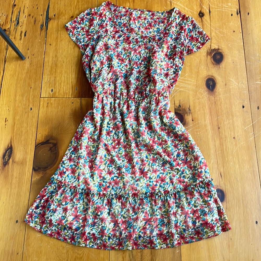 Floral dress in reds and blues, size 10